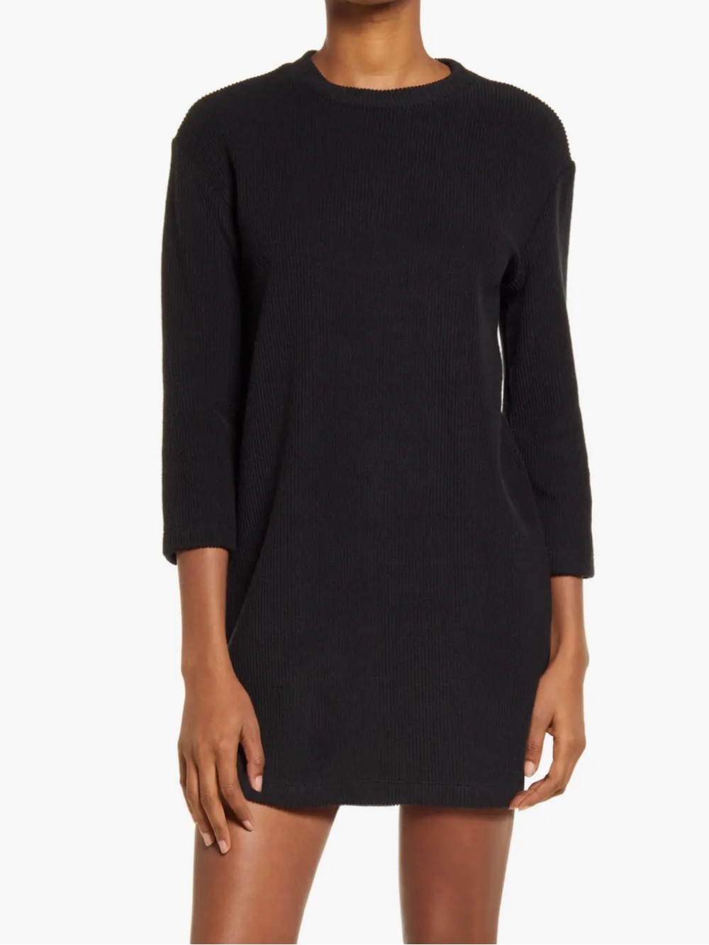 Reformation Channing Ribbed Textured Sweater Shift Dress Size S Black